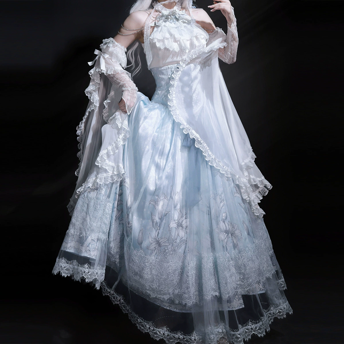 Xiong Doujiang оригинальная женская юбка с рукавами в стиле Лолиты Ice and Snow Lily, милый и милый костюм 7222