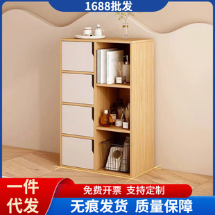 客厅书架落地小立柜防尘斗柜置物架学生收纳柜矮柜简易多格储物柜-阿里巴巴