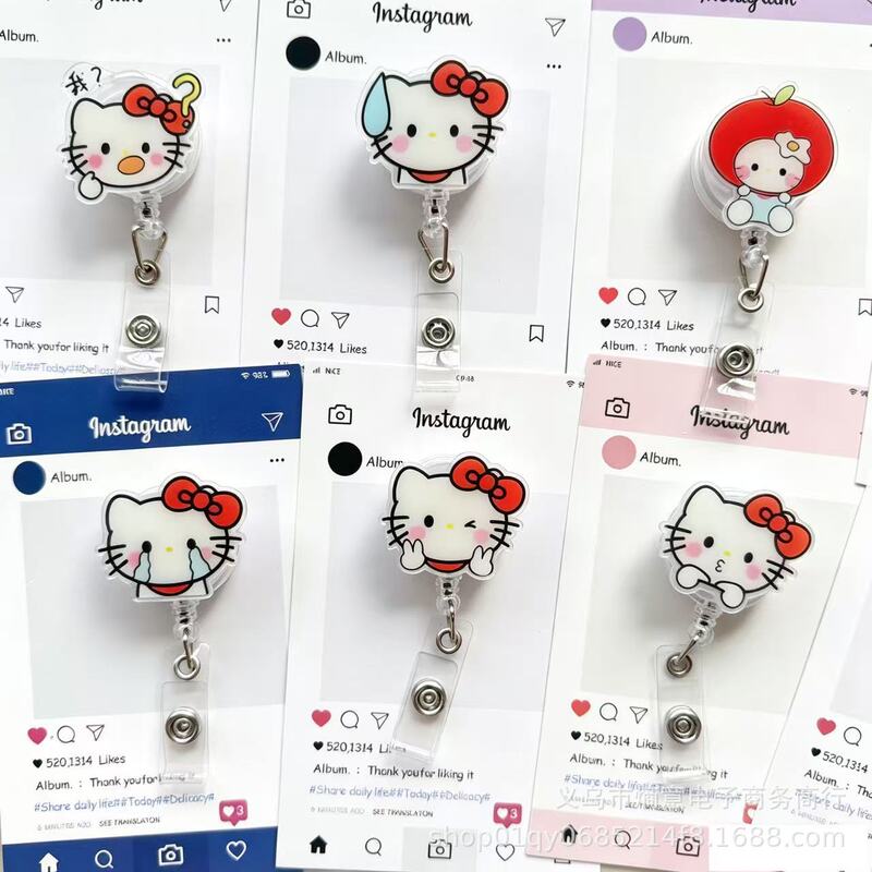 Creative nurse badge clip cartoon retractable badge holder round easy-pull buckle student card holder pull-string keychain Creative nurse badge clip cartoon retractable badge holder round easy-pull buckle student card holder pull-string keychain