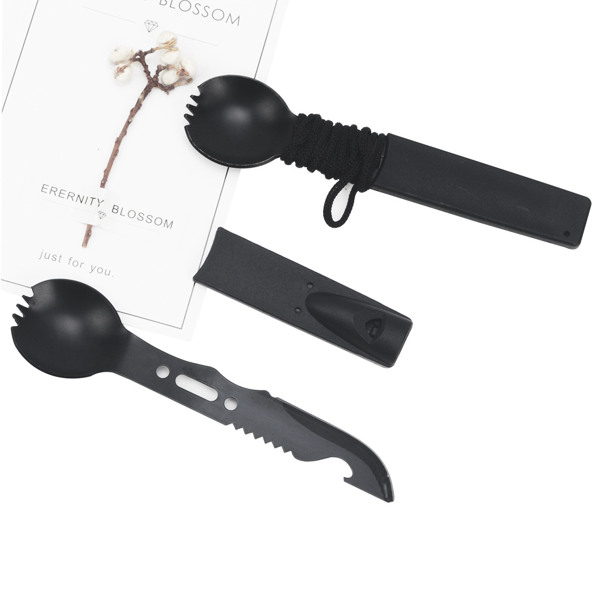 Cuchillo en uno cuchillo multifuncional al aire libre cubiertos de camping cuchillo pequeño cuchillo recto combinación de cuchillo militar de acero inoxidable cuchillo silbato