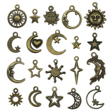 混20个古青合金太阳星星月亮系列吊坠挂件diy手链项链饰品配件