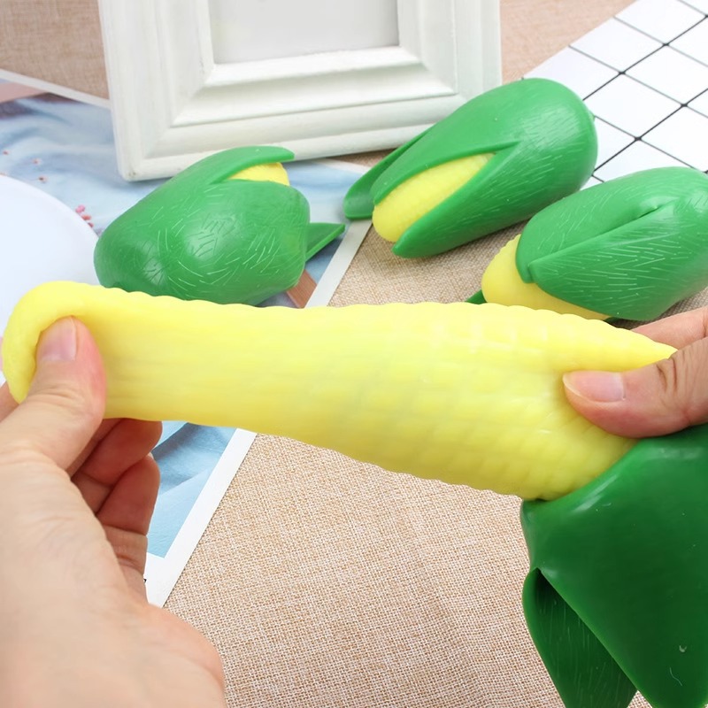 Simulación creativa TPR maíz pelado y salida de aire juguetes completos amasar bolas para descomprimir y descomprimir para desahogar la música de amasar niños