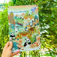 复古铁皮画装饰城市风景挂饰墙墙面布置挂件网红景点北京上海武汉