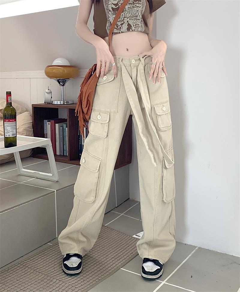 Women's Street Streetwear Solid Color Full Length Patchwork Casual Pants Cargo Pants display picture 3