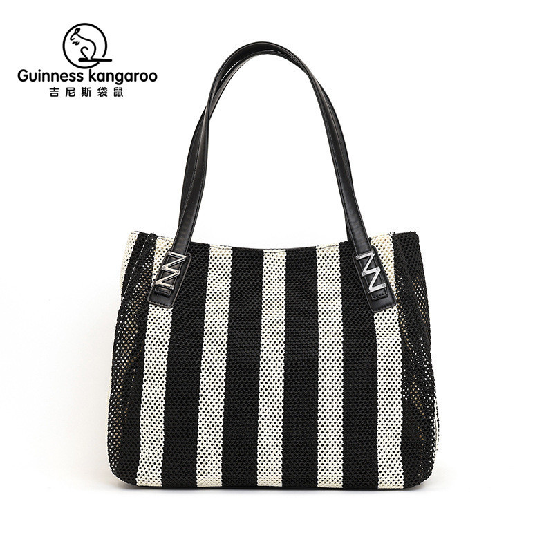 Cross-Border Guinness Kangaroo Women's Shoulder Bag, Hollow Woven Handbag, Large Capacity Work and Commuting Tote Bag