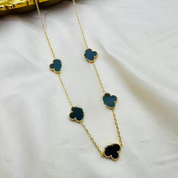 13mm Bracelet, Necklace Stainless Steel Non-Fading Jewelry Female Real Gold Electroplating Simple Four-Leaf Clover Necklace Accessible Luxury