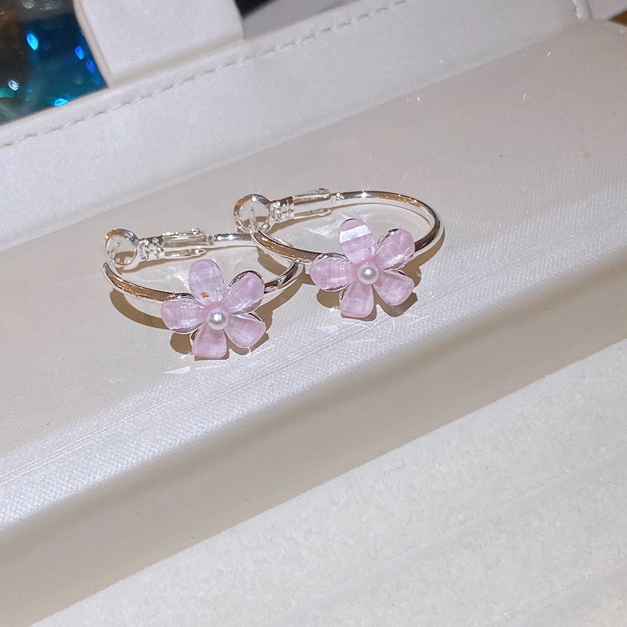 Aguja de plata Corea del Sur diamante Opal flor pendientes diseño fresco Rosa pendientes moda pendientes dulces al por mayor