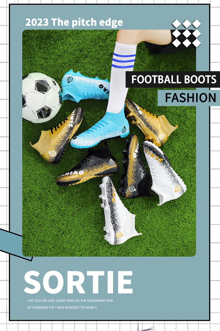 Best-selling High-top Football Shoes With Long Short Spikes, Non-slip Wear-resistant, Men, Women,_vogvips.com