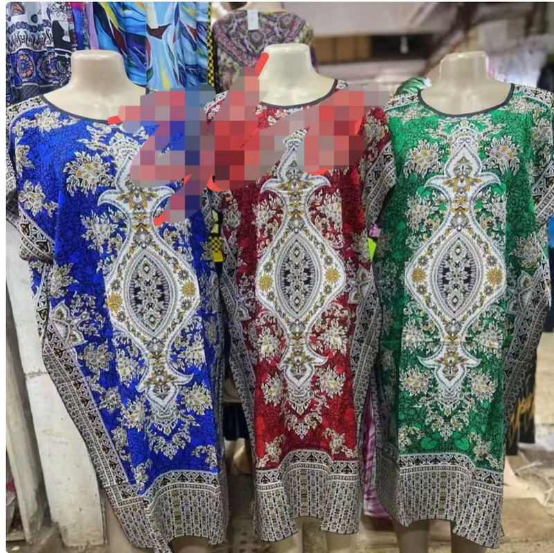 Cross-Border European and American New Women's Printed Dress, Plus-Size Loose Robe, Amazon Beach Vacation Dress Cross-Border European and American New Women's Printed Dress, Plus-Size Loose Robe, Amazon Beach Vacation Dress