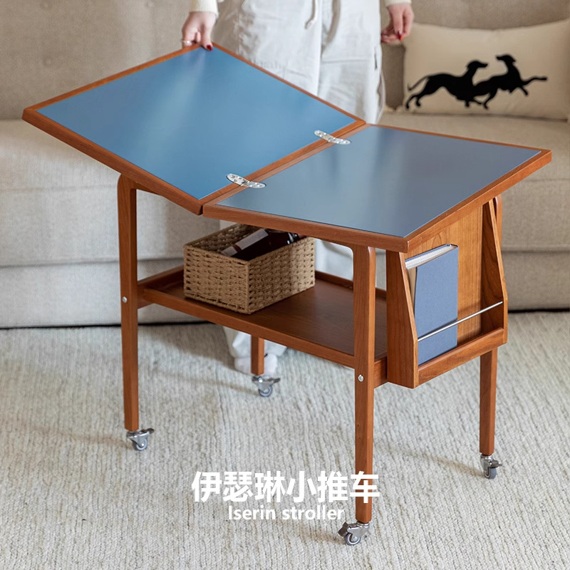 Iselin Cart Living Room Household Removable Folding Coffee Table Sofa Side Table Small Apartment Solid Wood