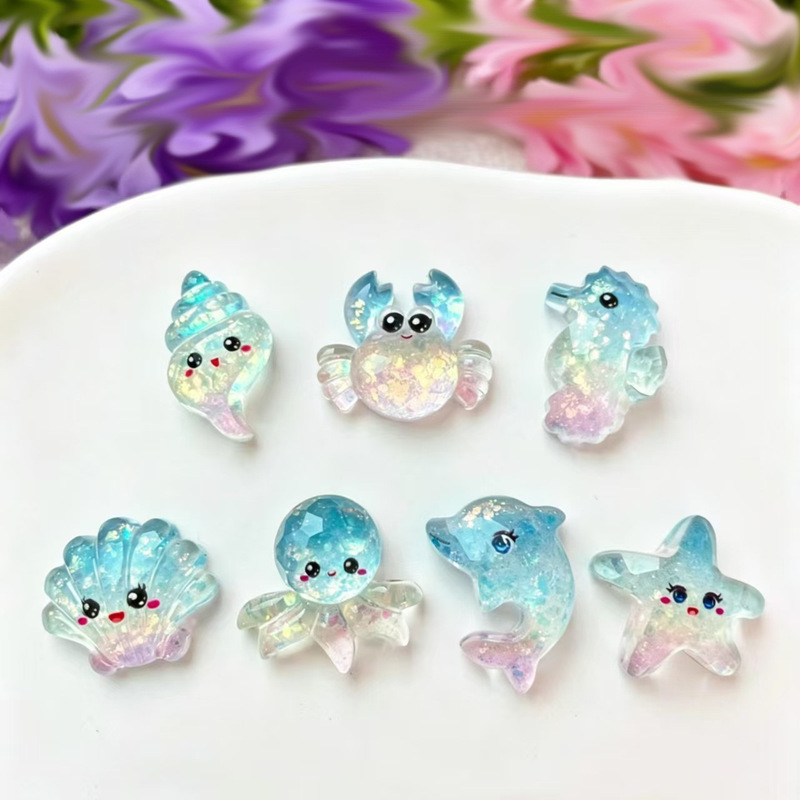 Transparent Sequins, Marine Animals, Starfish, Crabs, Shells, Pufferfish Accessories, Cartoon Resin Jewelry Accessories, Hairpin Patches Transparent Sequins, Marine Animals, Starfish, Crabs, Shells, Pufferfish Accessories, Cartoon Resin Jewelry Accessories, Hairpin Patches