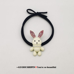 韓國東大門可愛森女系小兔子發圈百搭扎頭髮網紅帶鑽兔子皮筋頭飾