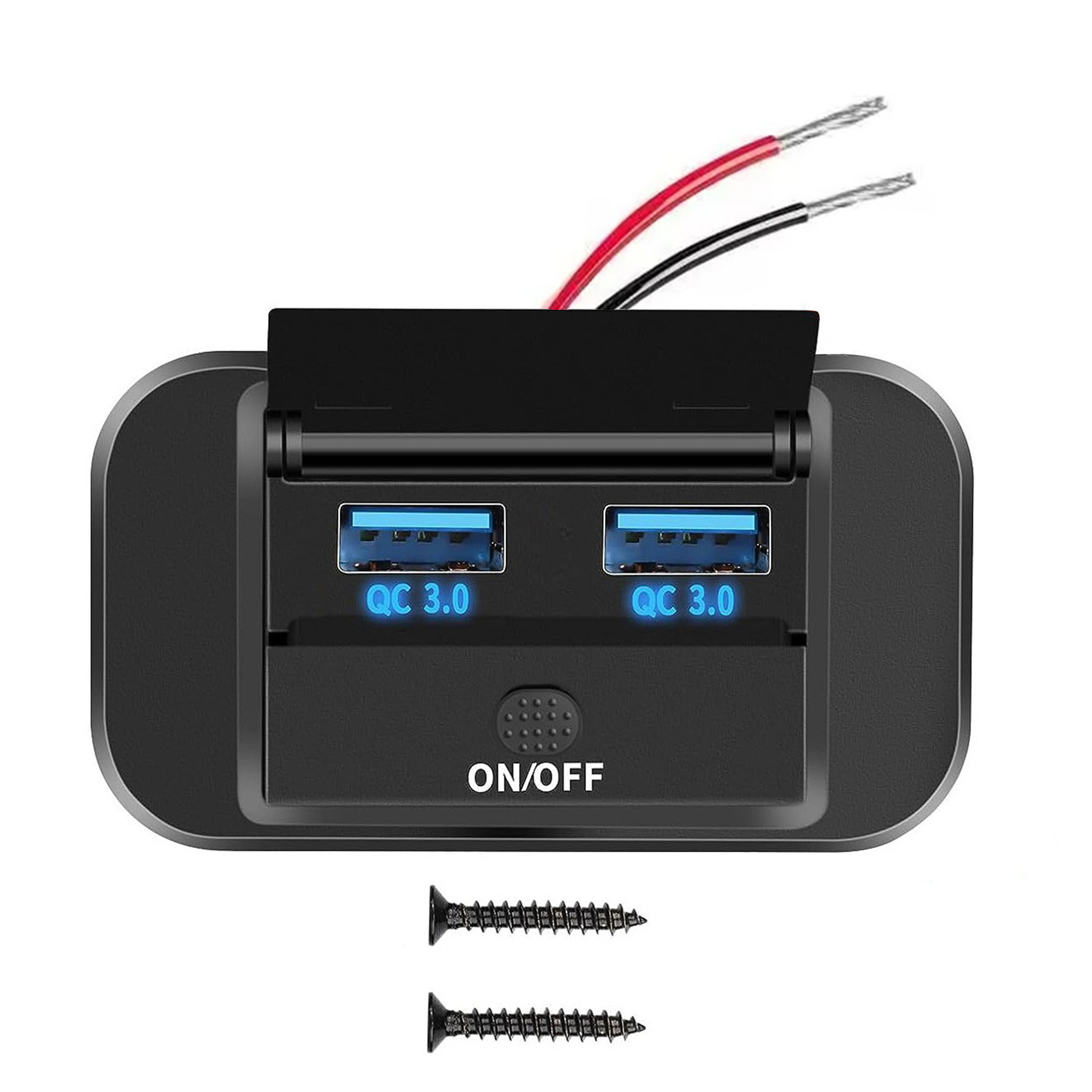 Nuevo RV bus teléfono móvil dual USB cargador socket 12-24V entrada modificación dual qc3.0 con prensa