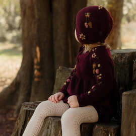 实拍现货金瑞ins风秋冬新款婴幼儿黑莓包屁毛衣中小童长袖三角爬