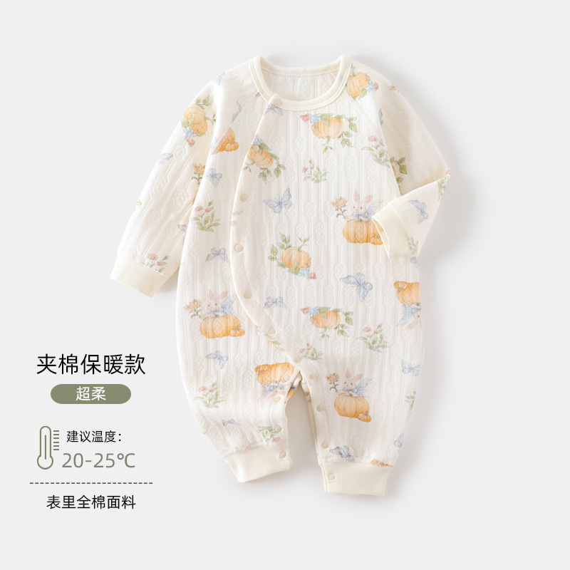 婴儿连体衣秋冬款打底宝宝爬服无骨新生儿连体衣夹棉保暖婴儿衣服|undefined
