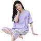 Pure Cotton Pajamas Women's Summer Short-sleeved Cropped Pants Thin Casual Outwear Pullover Pajamas Comfortable Home Clothes suit