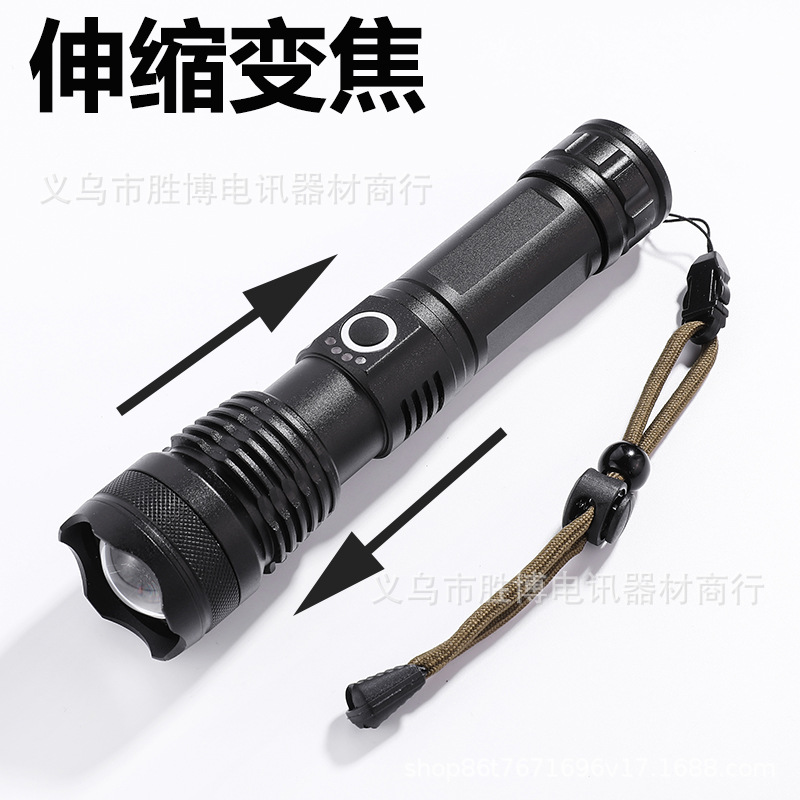 Lintera de luz transfronteriza P50 zoom telescópico de aluminio linterna recargable USB iluminación de largo alcance al aire libre X71