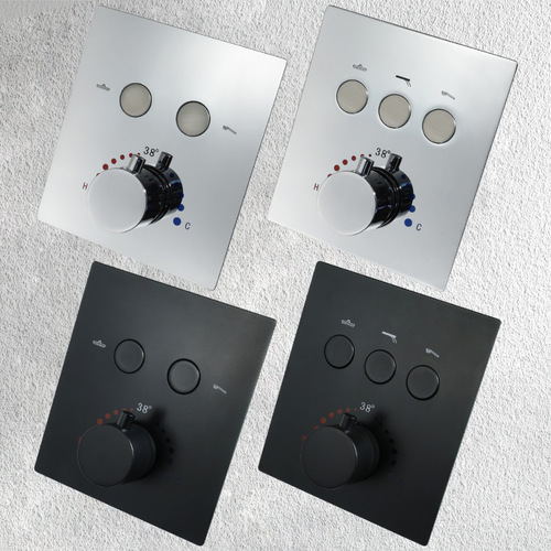 HIDEEP three-function shower mixer faucet wall-mounted concealed shower valve black thermostatic switch button control valve