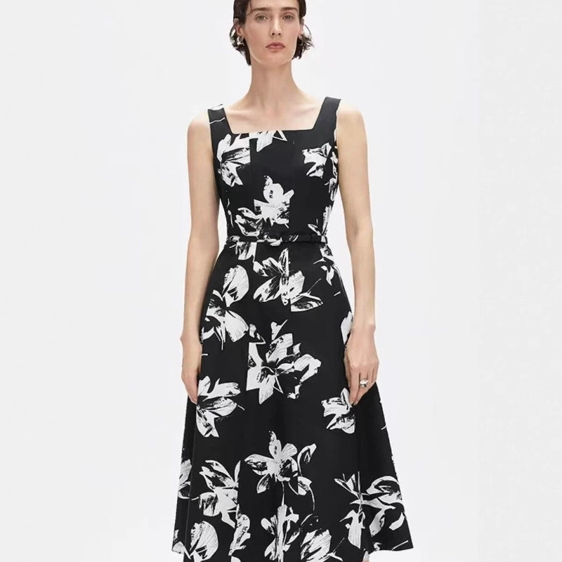 Naijia 2025 Spring and Summer New Printed Design Slim Dress Women's Versatile Vest Dress Same Style in the Mall