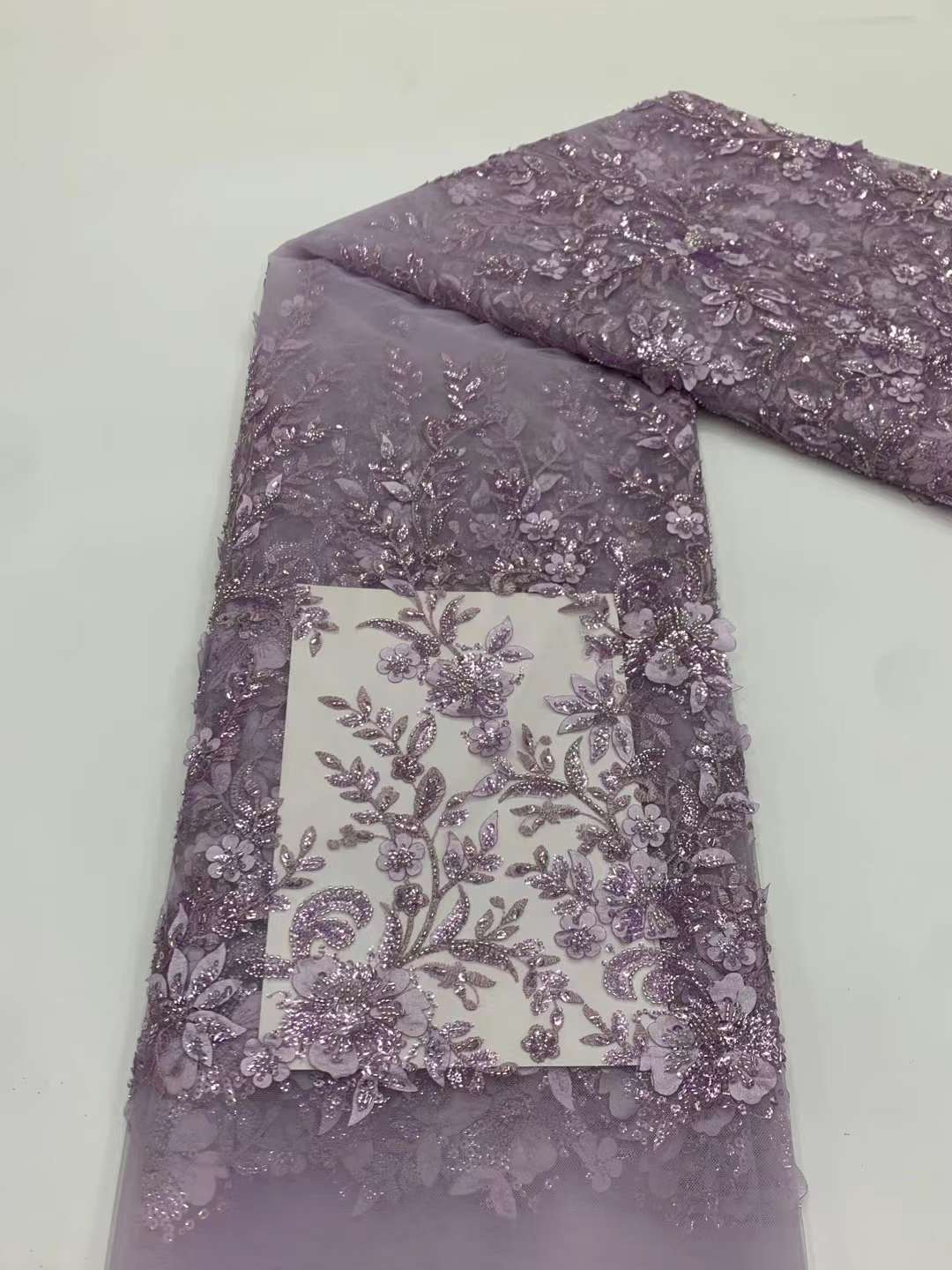 Hecho a mano con cuentas de tela de encaje vestido de novia encaje bordado tela vestidos de novia JX3464