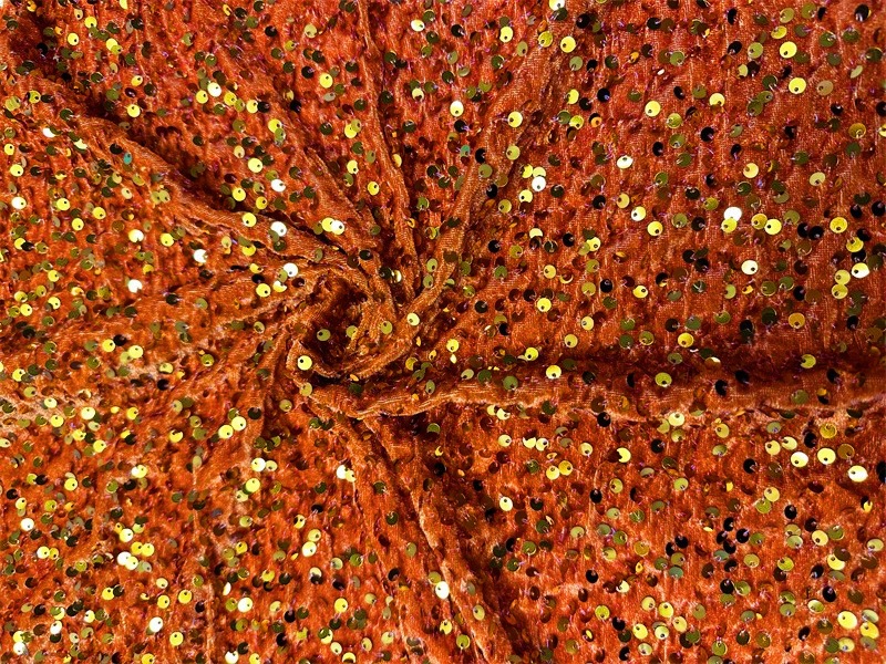 Otoño y invierno tela de terciopelo elástica 5mm oro espuma de cuentas de espuma de Navidad vestido de moda tela de sequilla image 9
