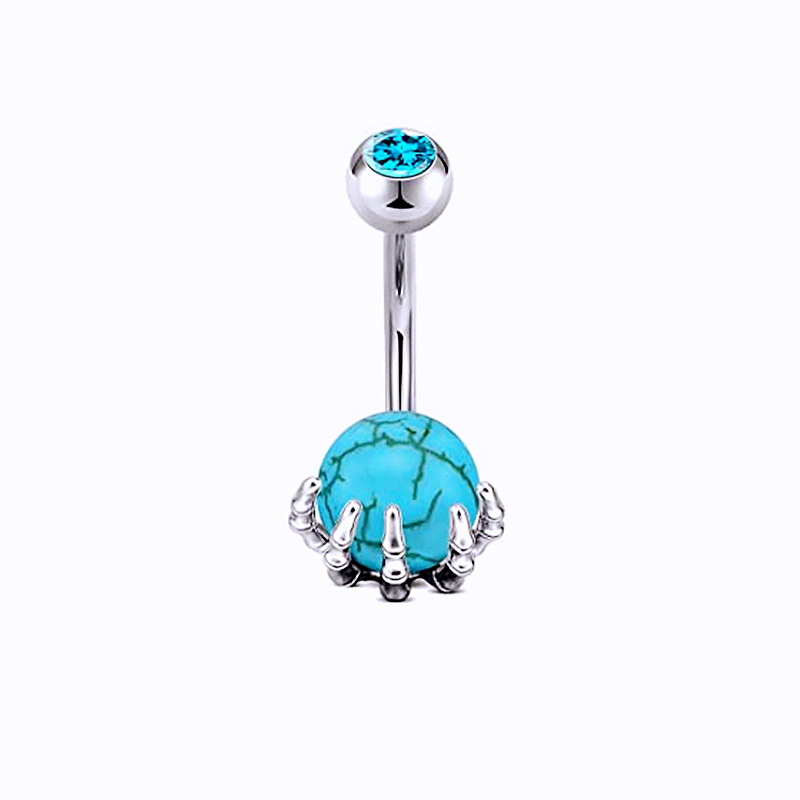 Neu eingetroffen: Totenkopf-Piercing mit Handgriff, runder Bohrer, verschiedene Farben, Bauchnabelpiercing, türkisfarbene Proteinkugel_voghion.com