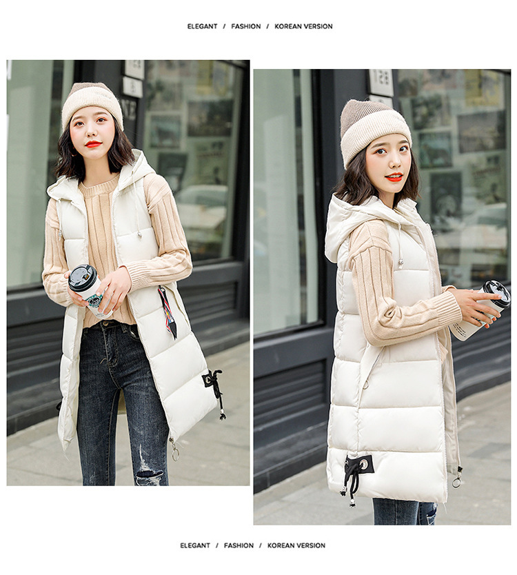 Damen Steppweste Mit Kapuze Lange Winterweste Für Herbst Und Winter_voghion.com