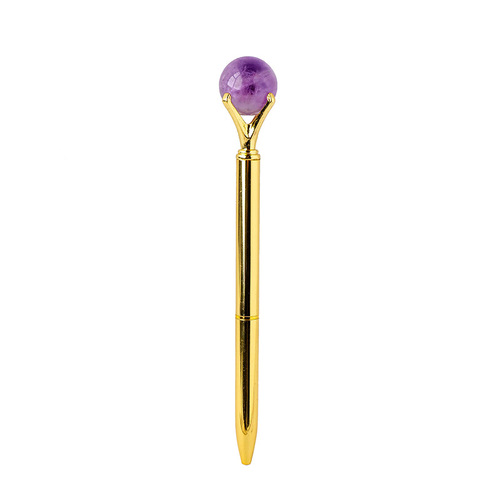 Natural crystal ball pen, crystal ball metal pen, gemstone pen, advertising company signature pen, student office gift