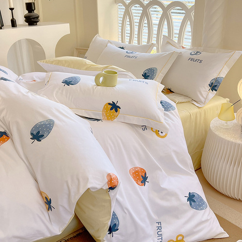 Selected High-density Pure Cotton Full Cotton Bedding Set Four-piece Cover Set, Universal Bed Skirt Student Three-piece Cover