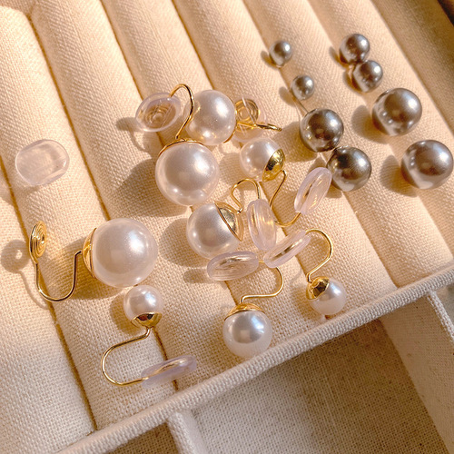 No piercing mosquito coil disc ear clip for girls French retro pearl high-end light luxury temperament ear bone clip simple earrings