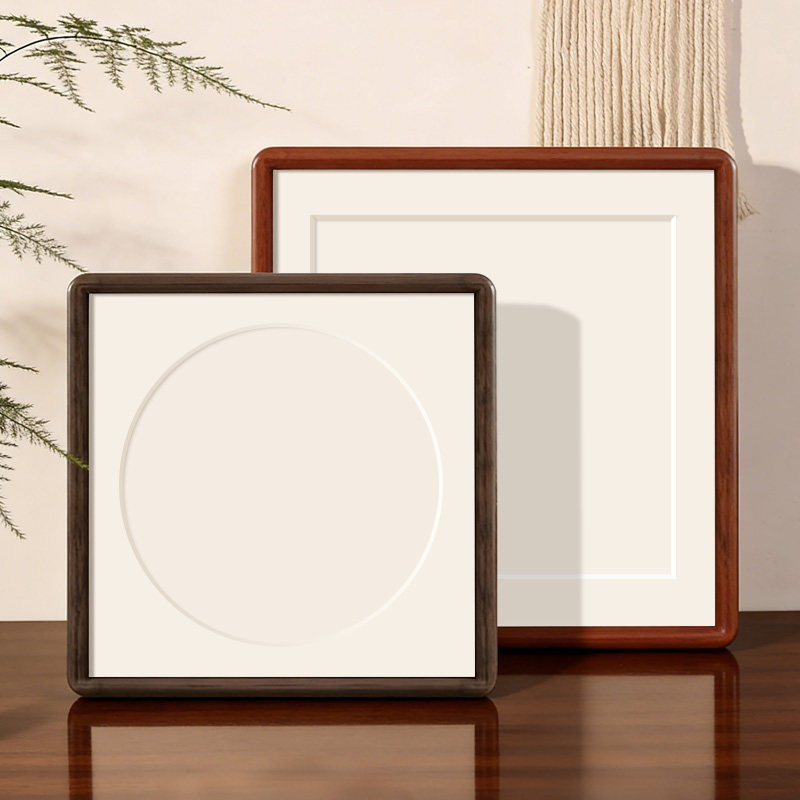 Solid Wood Square Picture Frame, Empty Frame for Wall Hanging, Blank Display Frame for Chinese Painting and Calligraphy, Frame with 38mm Cardboard Lining, Tabletop Display Solid Wood Square Picture Frame, Empty Frame for Wall Hanging, Blank Display Frame for Chinese Painting and Calligraphy, Frame with 38mm Cardboard Lining, Tabletop Display