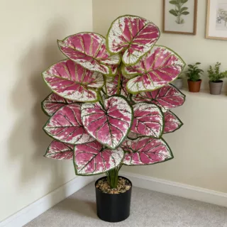 亚马逊家居摆件仿真绿植彩芋叶芋果叶植物假盆栽落地室内装饰假树