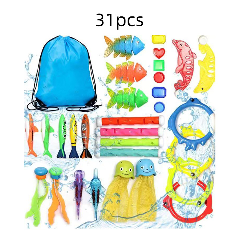 Juguetes de buceo transfronterizos Piscina al aire libre para niños Búsqueda del tesoro Buceo Peces y algas Torpedo Gemas Juego de juguetes acuáticos