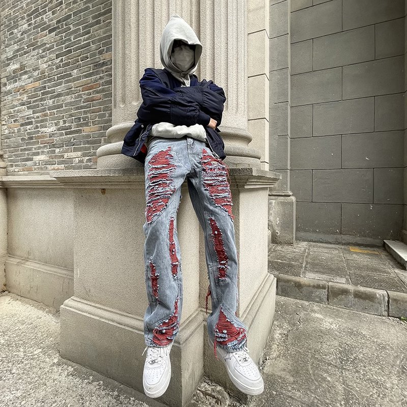 Ripped Straight-leg Jeans