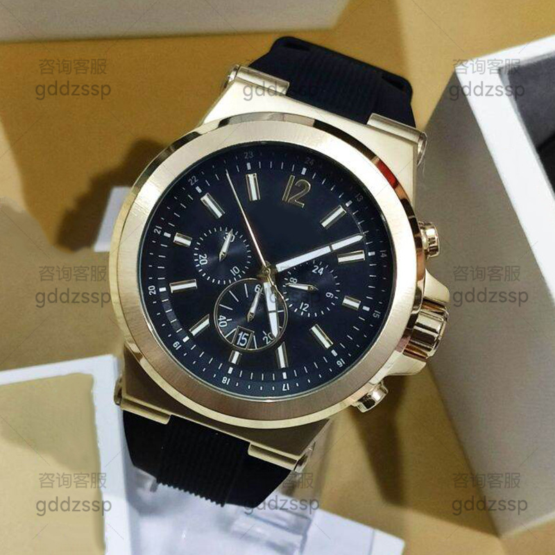 Mk Luxury Men's Watch Quartz Chronograph Watch Silicone Strap Waterproof Calendar Analog Dial Display Sports Wristwatch