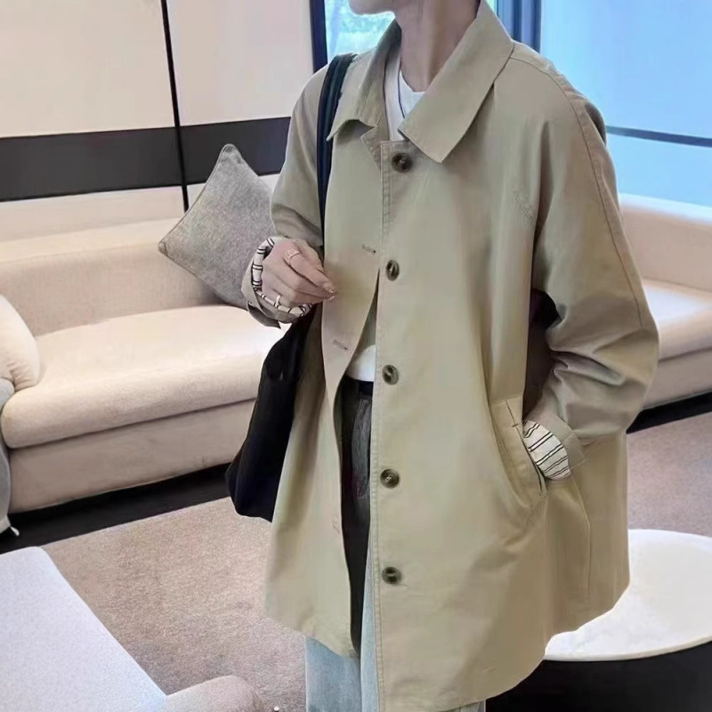 Retro Style Mid-Length Windbreaker Jacket for Women 2025 Autum High-End Lazy Style New Coat Relaxed Jacket