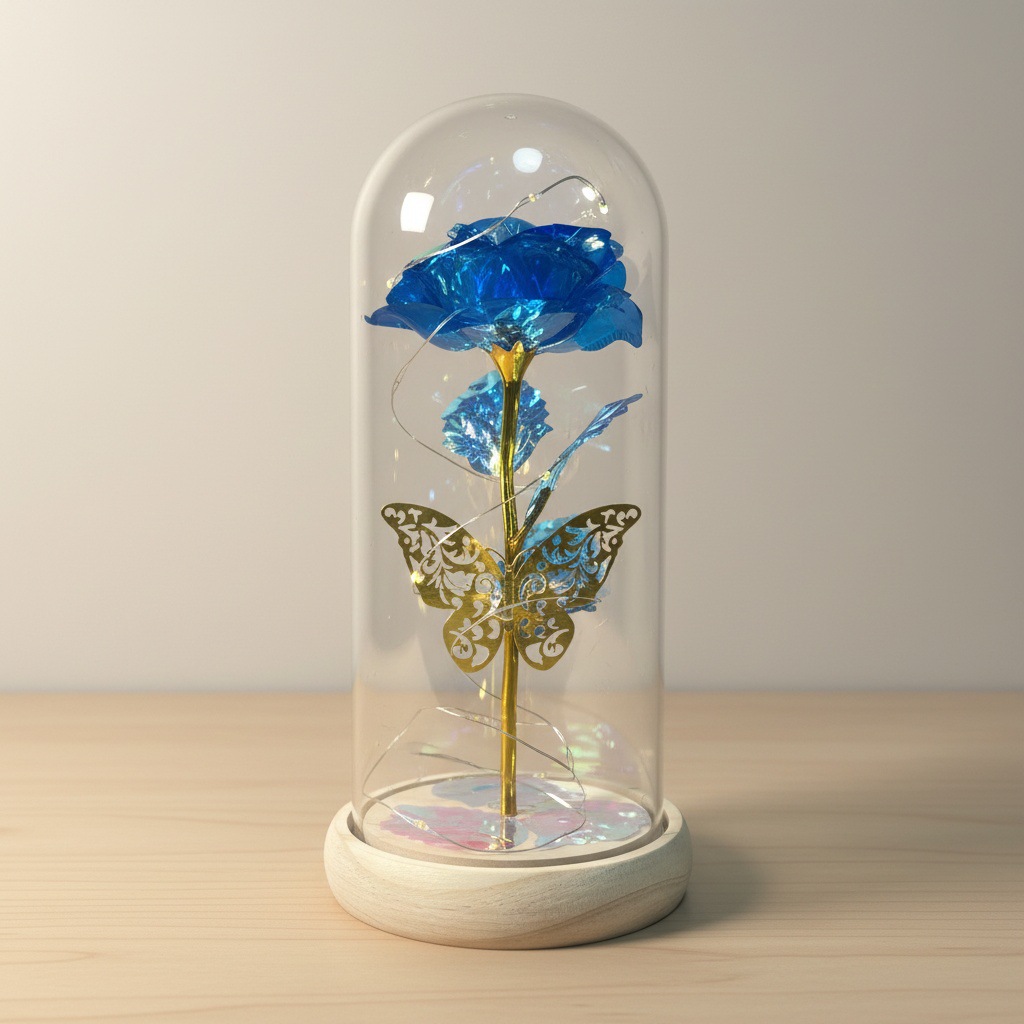 Amazonas transfronterizas flores inmortales cubierta de vidrio de oro de flores de flores de Navidad Día de la Madre Regalos de Día de San Valentín Decoraciones creativas