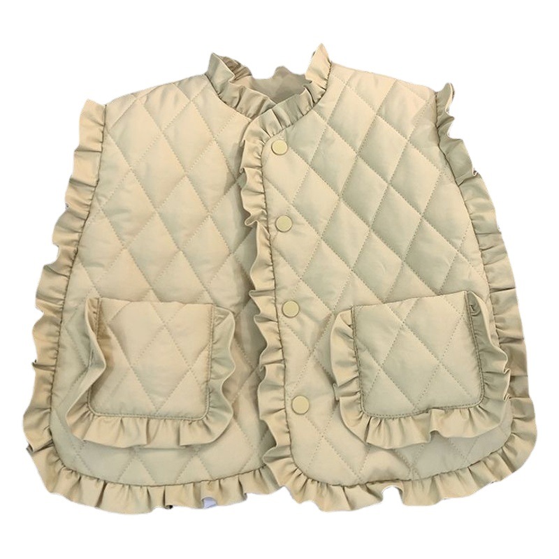 Los niños estrella redonda 2024 Otoño e Invierno Nueva Corea del Sur ropa para niños estilo coreano lindo dulce encaje cálido acolchado Chaleco de las niñas