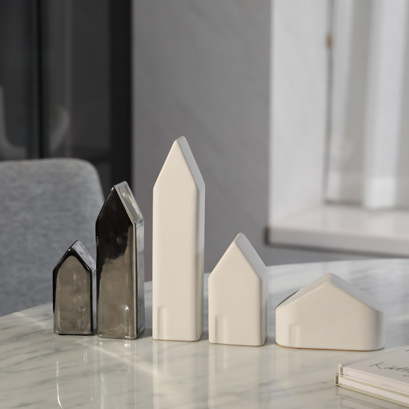 Moderno creativo modelado arquitectónico cerámica artesanía decoración salón estantería vino gabinete escritorio geométrica decoración suave