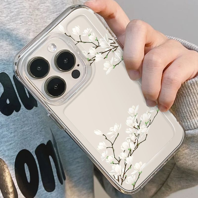 Ins Ancient Flower iPhone15 funda para teléfono móvil 14pro Apple 13 transparente 12 femenino xsmax nicho xr femenino 16