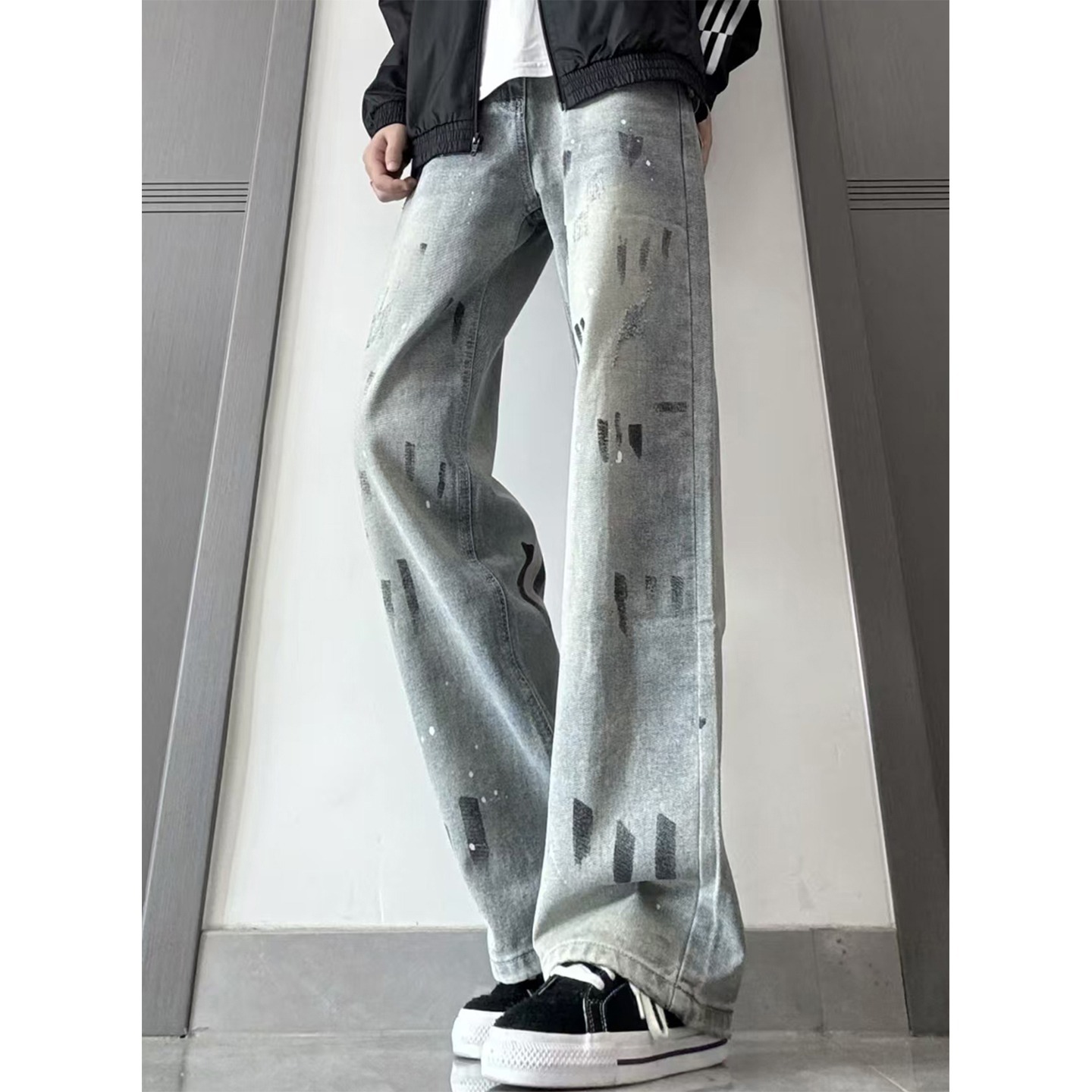 Pantalones Jeans Rectos de Tiro Alto para Hombre de Mezclilla para Uso Diario