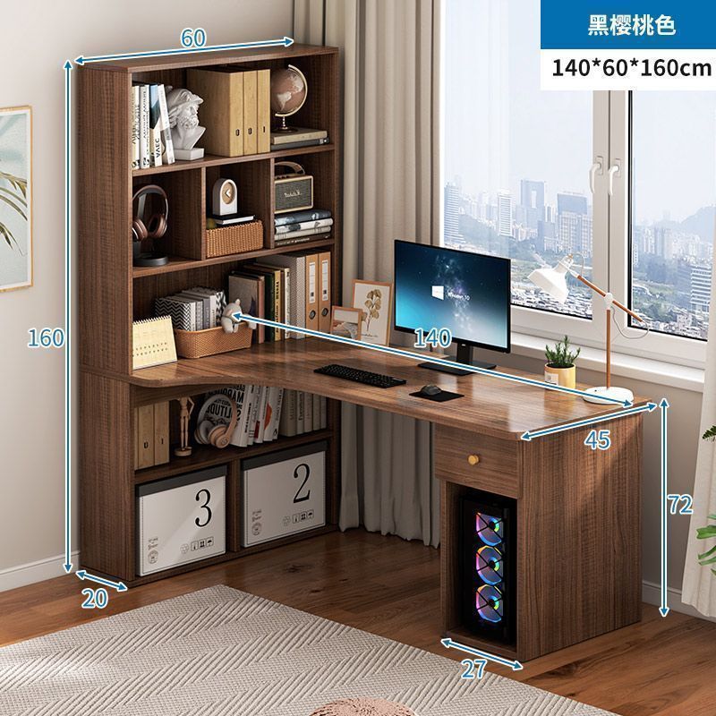 Escritorio de esquina, estantería, escritorio integrado, escritorio para computadora de escritorio para el hogar, escritorio de esquina para dormitorio, estantería para estudiantes, escritorio