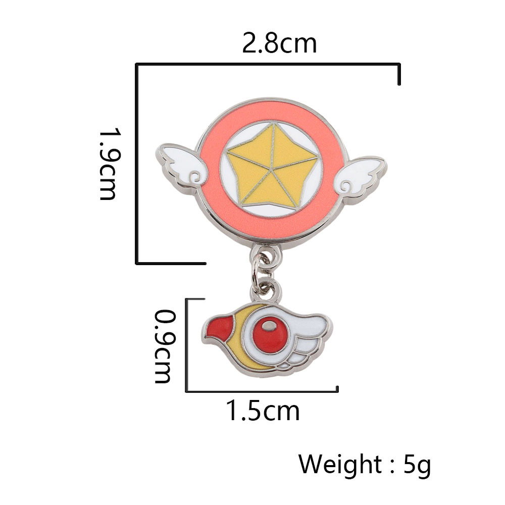 Japanese anime Cardcaptor Sakura themed pendants, enamel brooches, cross-border bestsellers, star wings, bird head metal badges