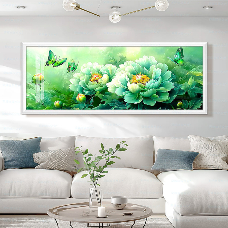 [Algodón importado] Mona Lisa real bordado cruzado mariposa peonía verde decoración floral china bordado a mano image 3