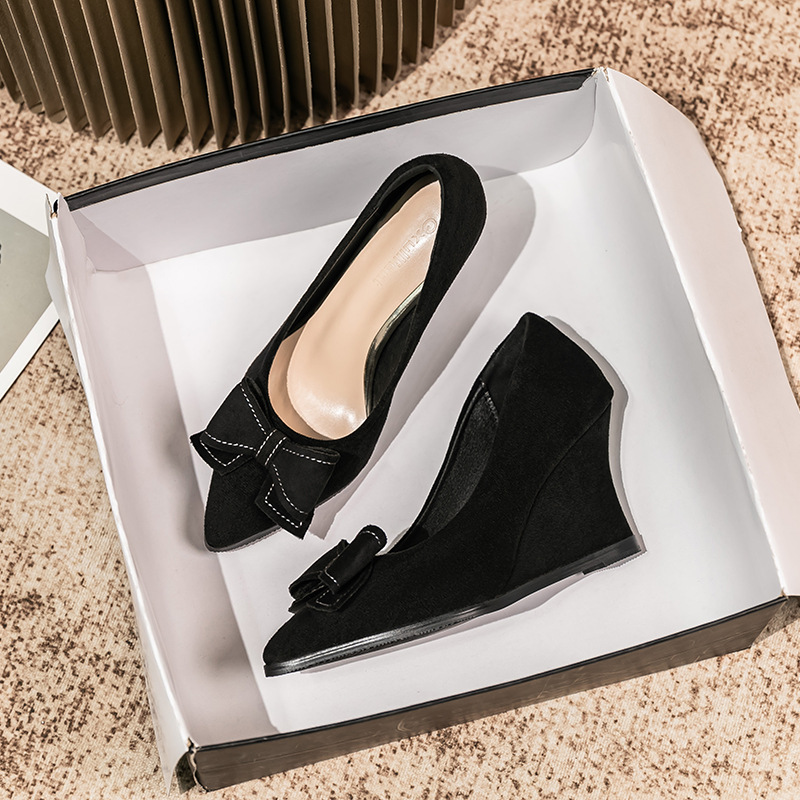 Wedge Shoes Women's 2022 Spring and Autumn New Pointed Fashion All-match High Heels Shallow Mouth