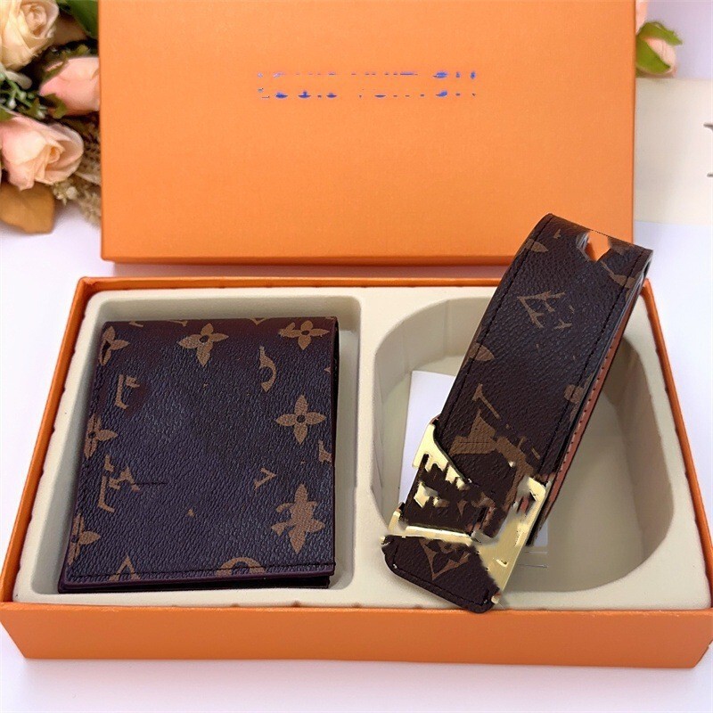 Men's High-End Boutique Gift Box Wallet Belt Business Suit Belt Youth Casual Smooth Buckle Formal Trouser Belt