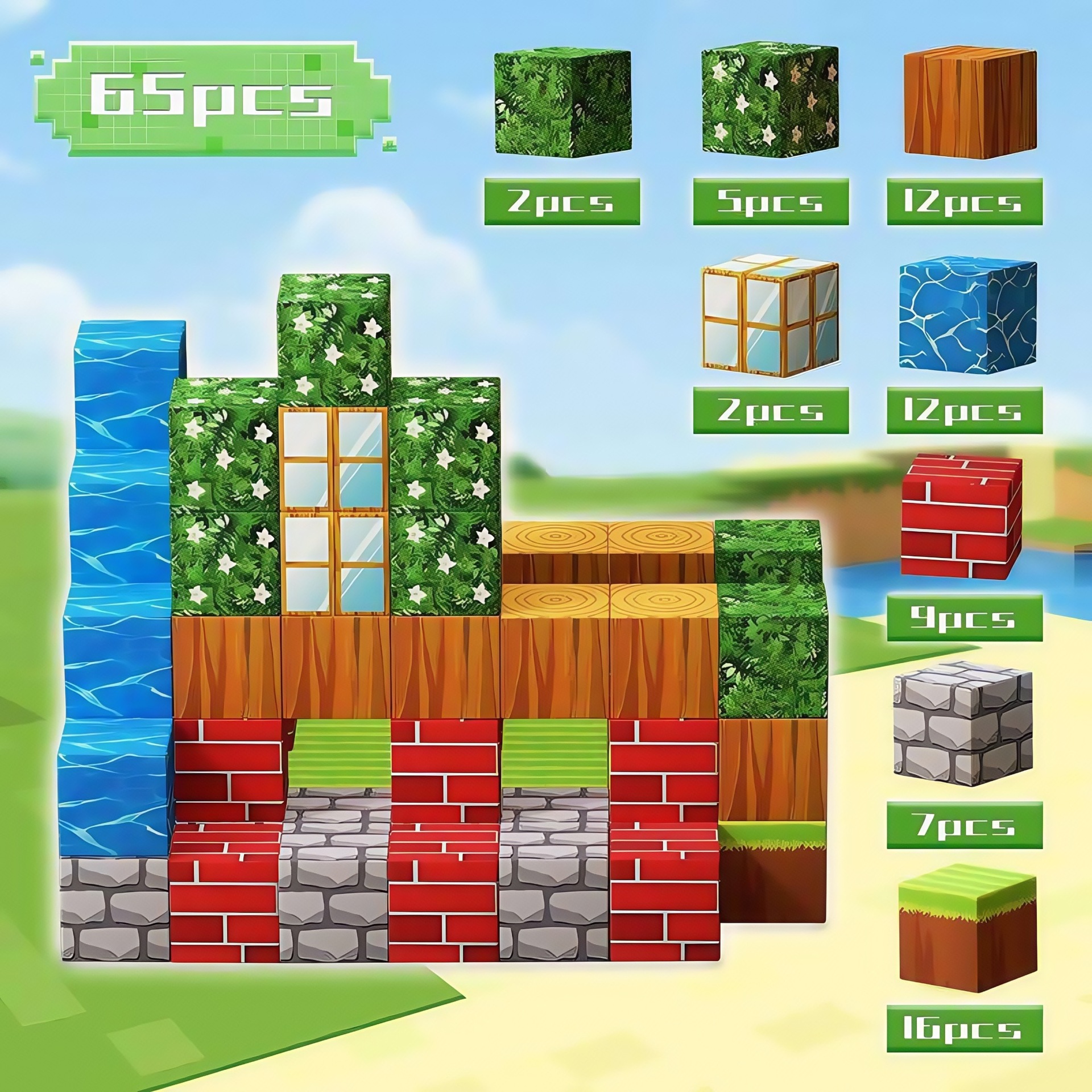 Transfronterizos Amazon My Blocks World Magnetic Block Set Puzzles Magnetic Cuadrados Juguetes Bosque Original