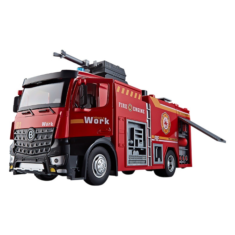 Camión de Bomberos de aleación de gran tamaño coche de juguete para niños niño coche de rescate coche modelo de simulación escalera coche puede rociar agua