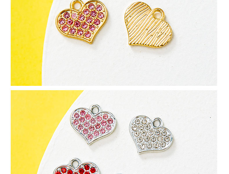 13 * 15mm Jewelry Making Size Zircon Inlay Material 10 PCS/Package 13 * 15mm Alloy Zircon Heart Shape Pendant