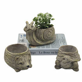 跨境树脂动物多肉花盆摆件园艺手工工艺品庭院装饰品北欧多肉盆栽